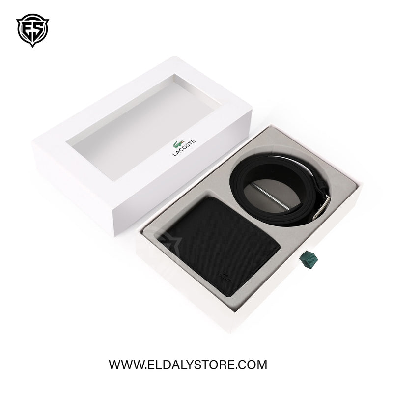 Lacoste Signature Dual-Piece Leather Collection – Wallet & Slim ID Holder