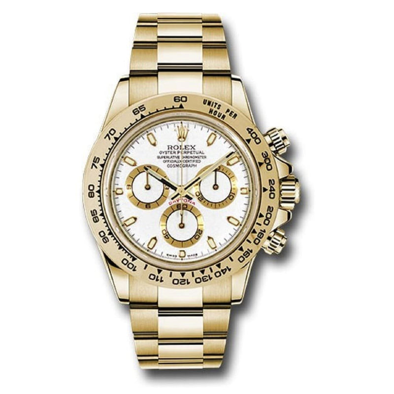 ROLEX PERPETUAL SUPERLATIVE CHRONOMETER OFFICIALLY CERTIFIED COSMOGRAPH DAYTONA WATCH WHITE WITH STAINLESS STEEL GOLD BELT