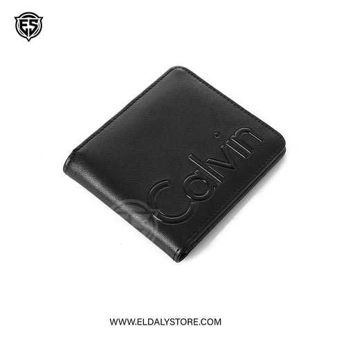 Calvin Klein Men’s Genuine Leather Embossed Logo Bifold Wallet with RFID Protection – Black