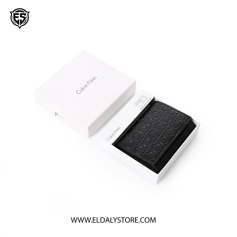Calvin Klein Embossed Monogram Leather Trifold Wallet