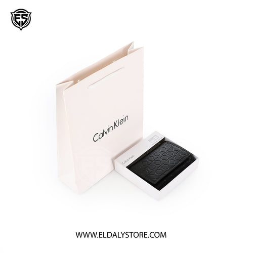 Calvin Klein Embossed Monogram Leather Trifold Wallet