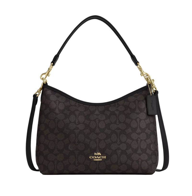 Coach Laurel Shoulder Bag In Signature Canvas Walnut Black