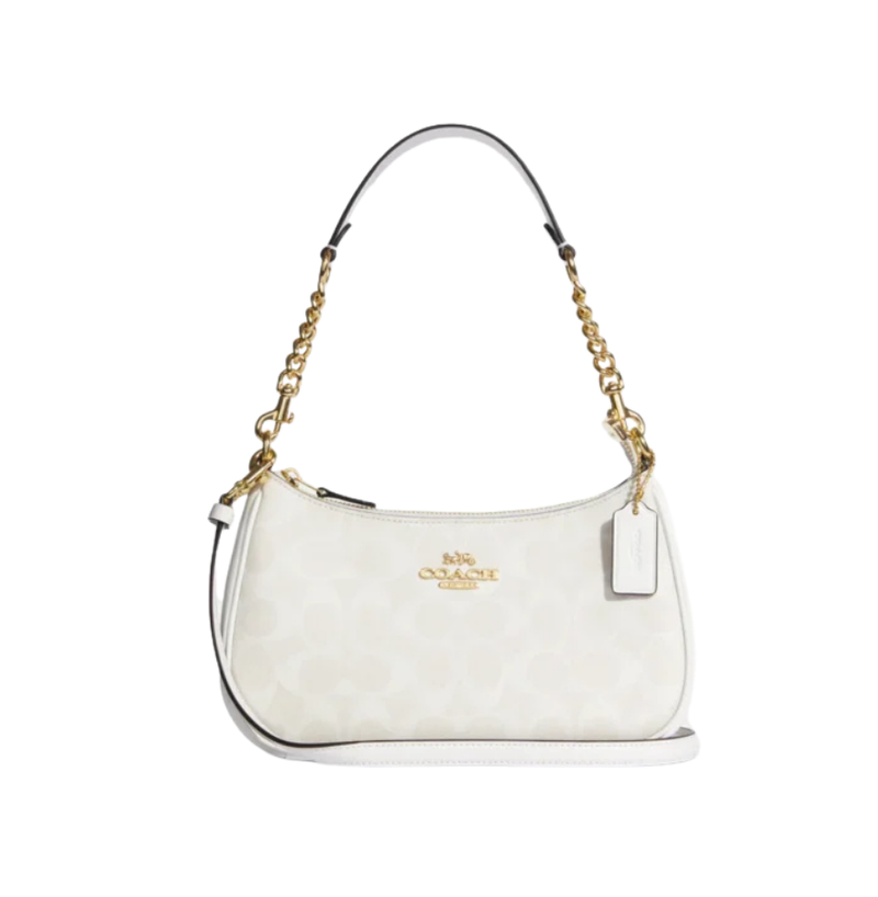 Coach Teri Shoulder Bag In Signature Canvas Chalk Glacierwhite