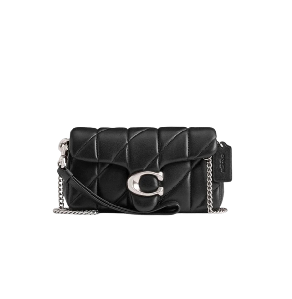 Tabby Shoulder Bag 20 With Pillow Quilting leather Black Silver