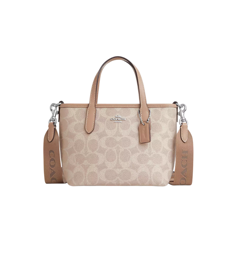 Coach City Mini Tote Bag In Signature Canvas Sand Taupe