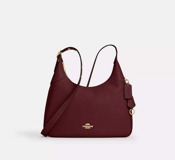 Coach Ella Shoulder Bag Gold Maroon