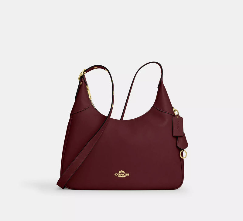 Coach Ella Shoulder Bag Gold Maroon
