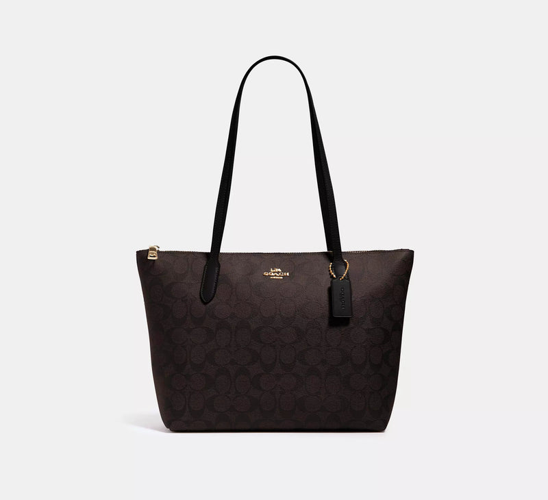 Coach Zip Top Tote Bag In Signature Canvas