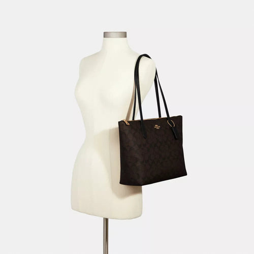 Coach Zip Top Tote Bag In Signature Canvas