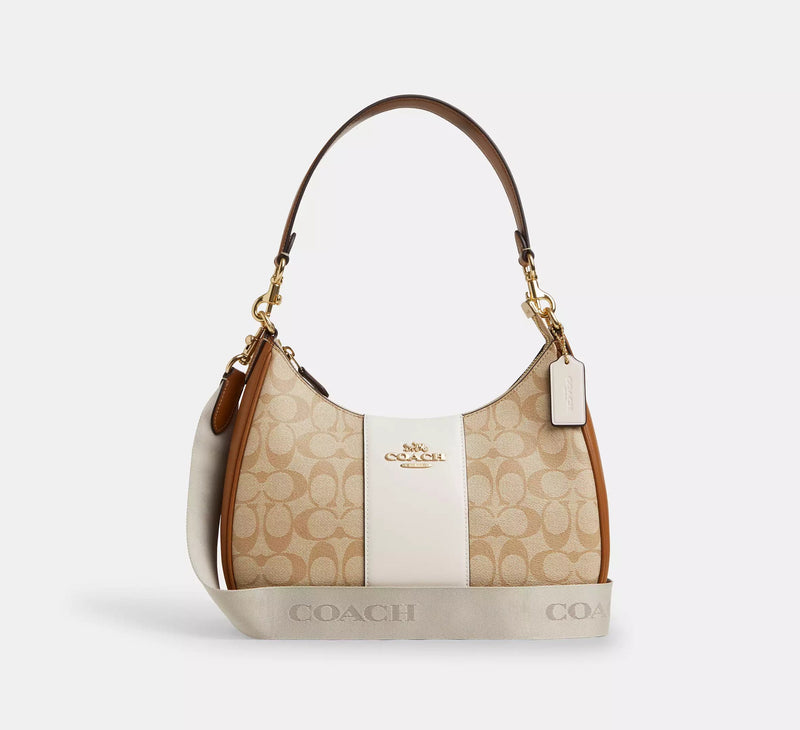Teri Hobo Bag in Signature Canvas with Stripe