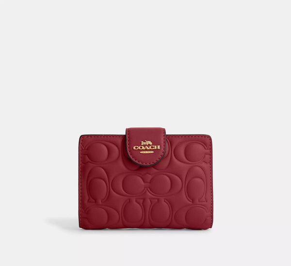 Medium Corner Zip Wallet With Signature cherry