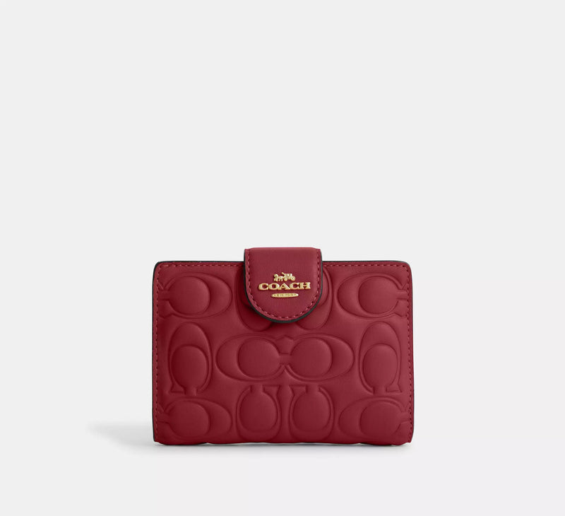 Medium Corner Zip Wallet With Signature cherry