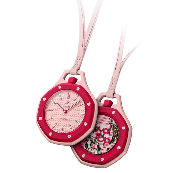 Audemars Piguet x Swatch Royal Pop OTTO ROSSO Unisex Pocket Watch – Pink Dial & Cherry Red Bezel