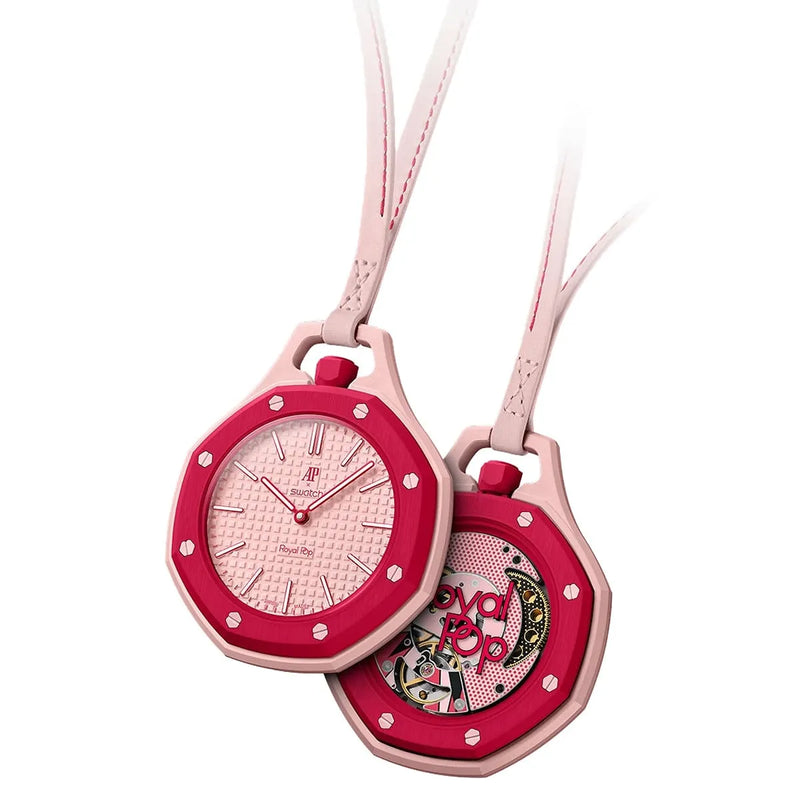 Audemars Piguet x Swatch Royal Pop OTTO ROSSO Unisex Pocket Watch – Pink Dial & Cherry Red Bezel