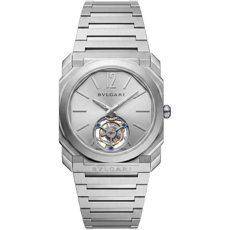 Bvlgari Men’s Octo Silver Dial Open-Heart Watch