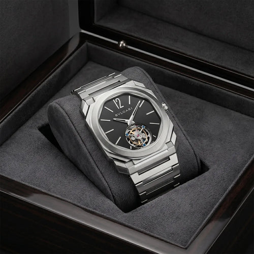 Bvlgari Men’s Octo Black Dial Tourbillon-Style Watch