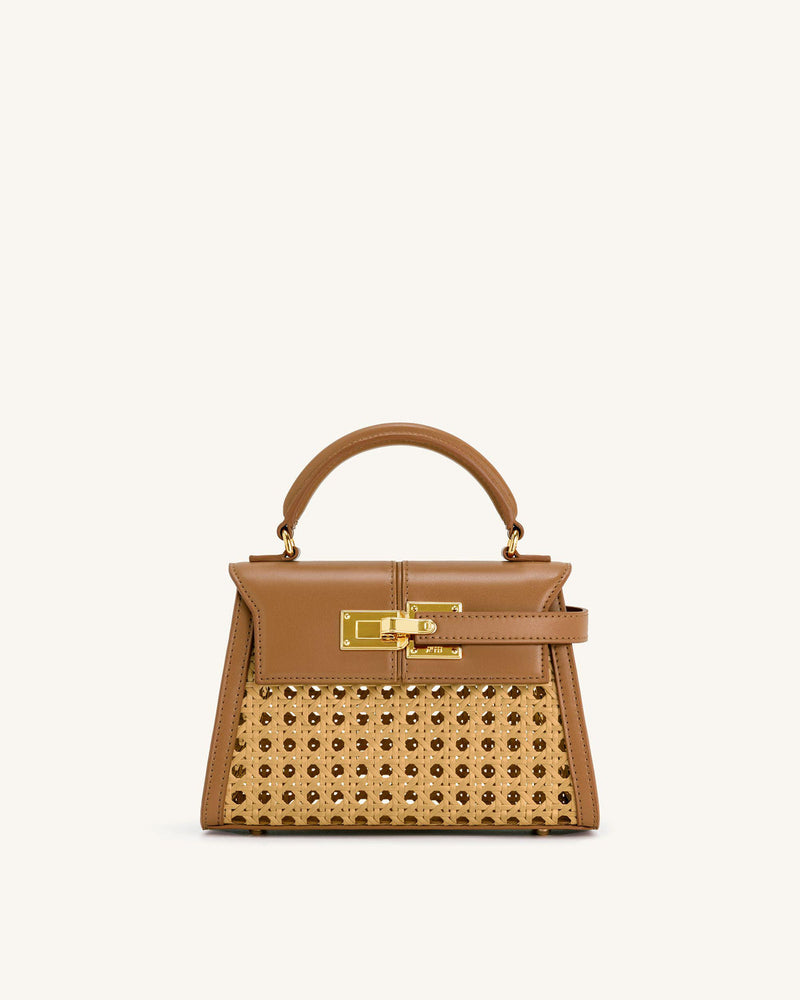 JW PEI Elise Faux Bamboo Woven Top Handle Bag