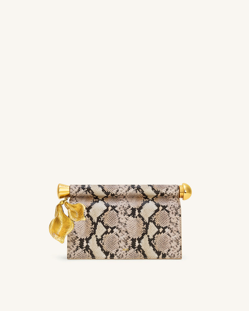 JW PEI Holly Metal Pendant Embellished Clutch - White