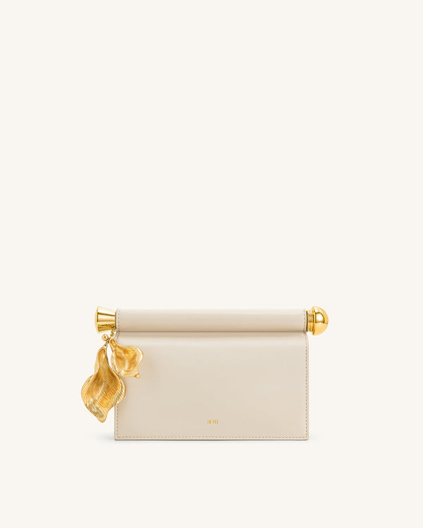 JW PEI Holly Metal Pendant Embellished Clutch - White