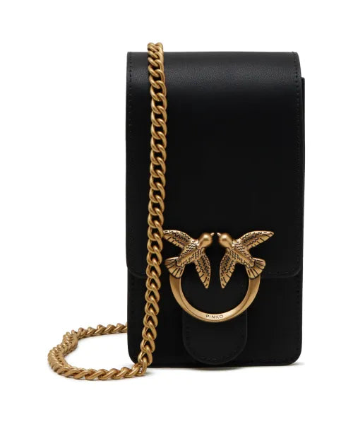 Pinko Love One Smart Phone Bag in Leather black