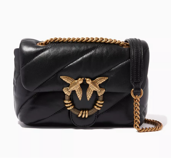 Pinko Love large Bag in Nappa Leather with Quilted Puff and Stones