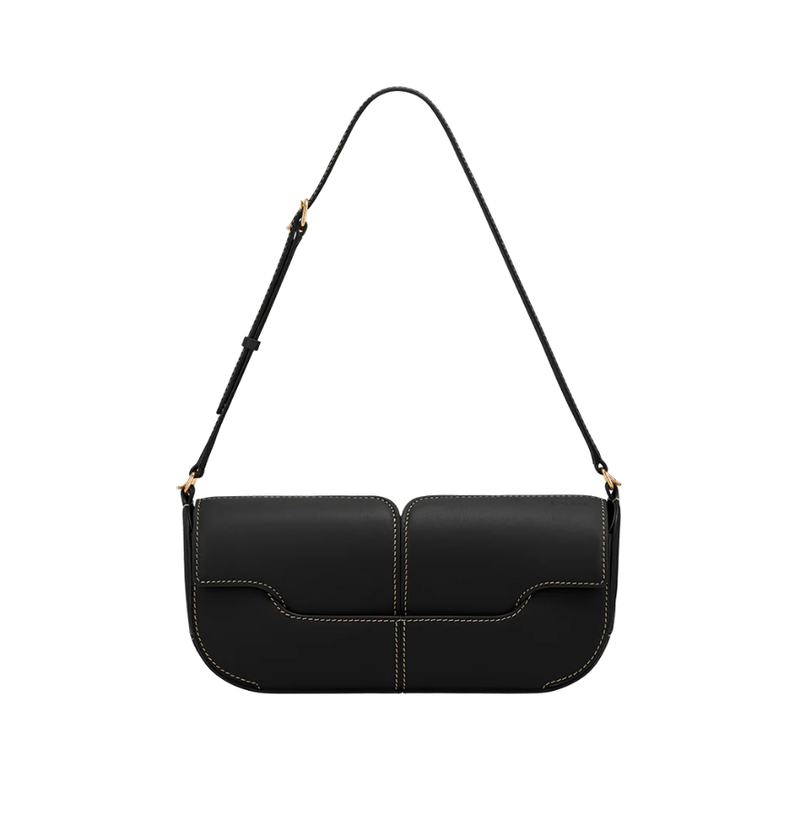 Polène Osmo Edition Smooth Black with Ecru Stitching