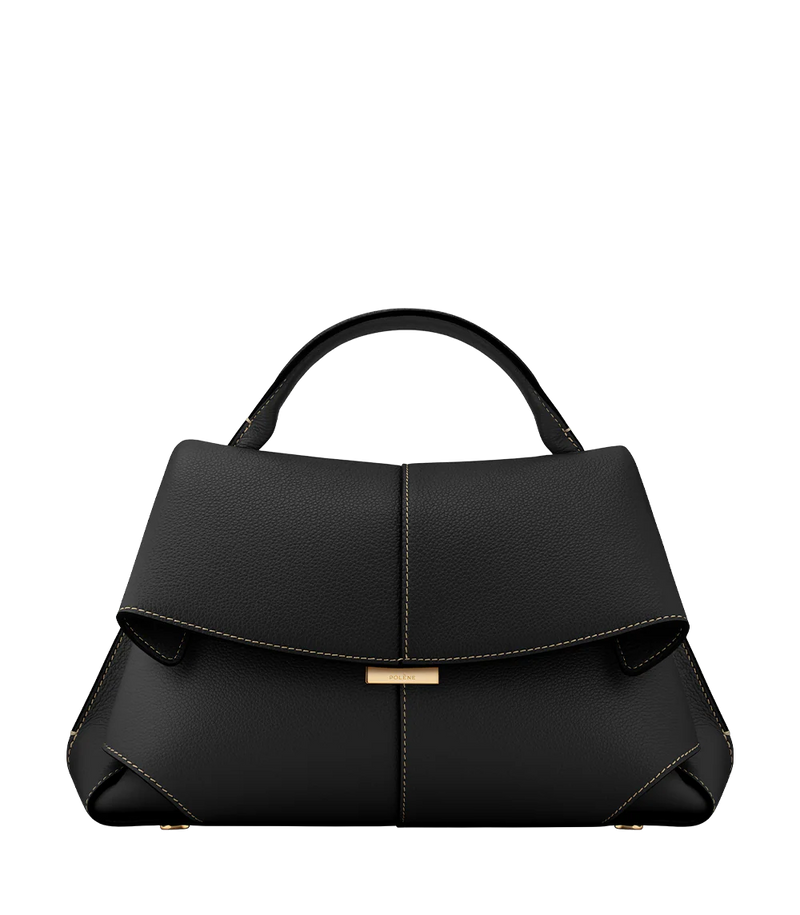 Polène Mokki Edition Textured Black with Ecru Stitching