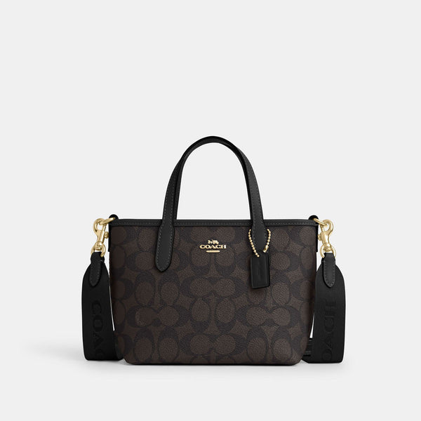 Coach City Mini Tote Bag In Signature Canvas brown gold