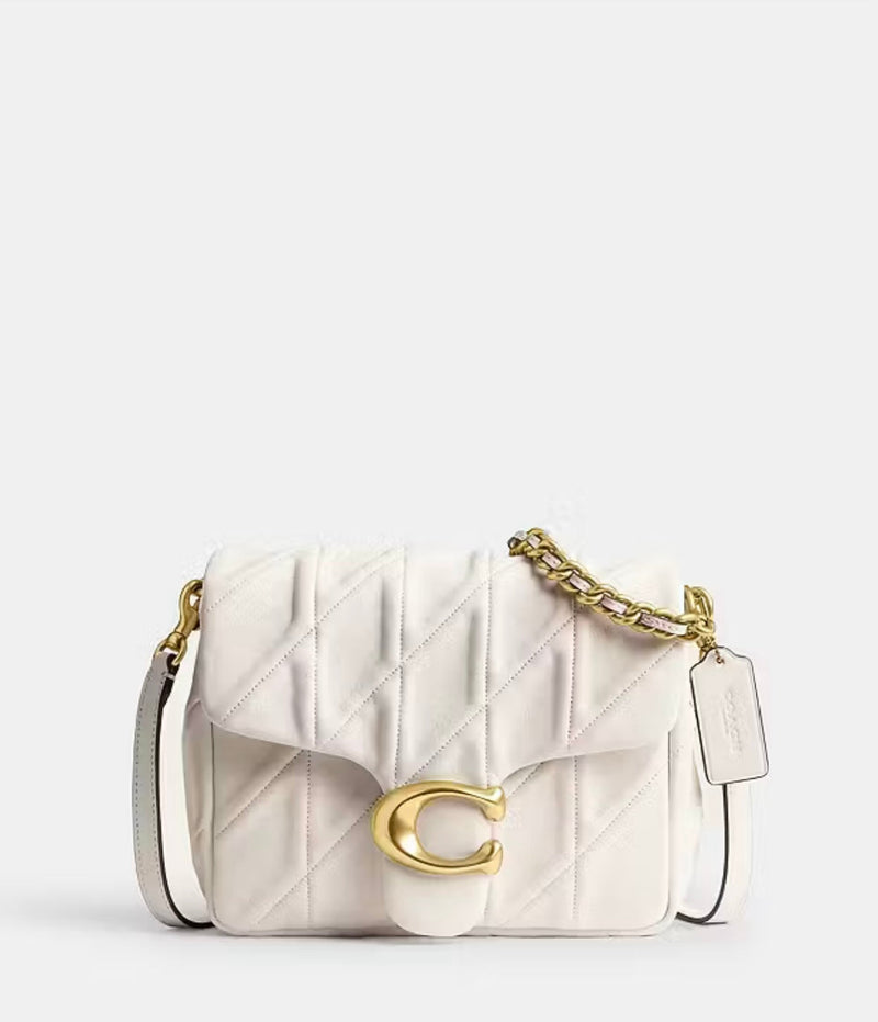 Coach Times Square Tabby Shoulder Bag with Quilting in white