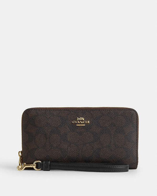 Coach Long Zip Around Wallet In Signature Canvas