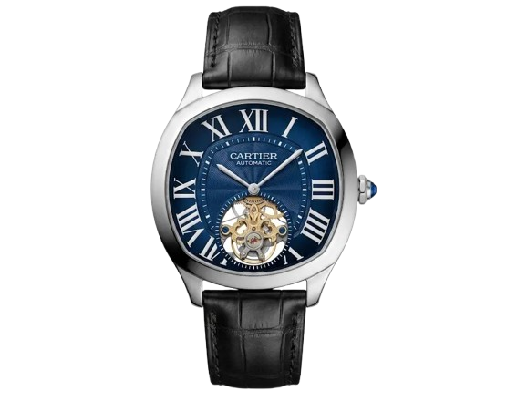 Cartier Drive 42mm Tourbillon Steel – Blue Dial – Leather Strap