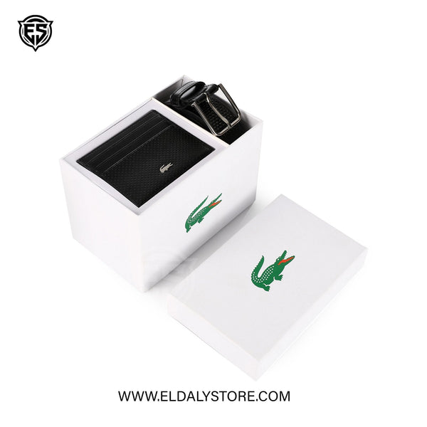 Lacoste Men’s Leather Belt & Card Holder Set