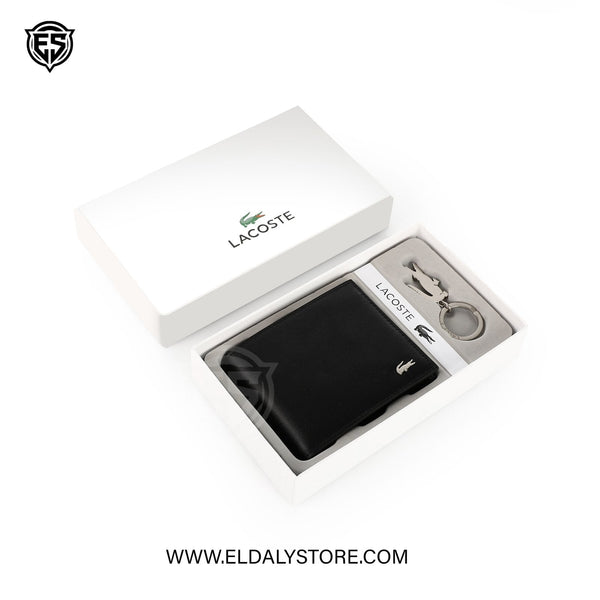 Lacoste Men’s Leather Wallet & Keychain Set