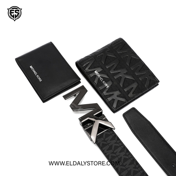 Michael Kors Men’s Monogram Leather Belt and Wallet Box Set