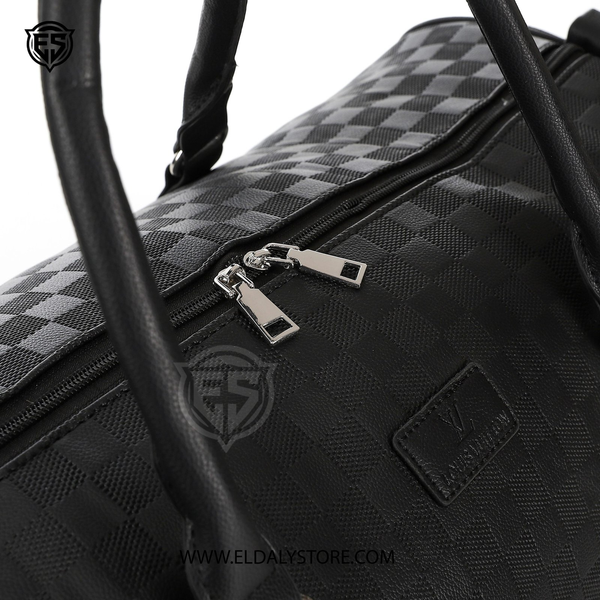 Louis Vuitton Damier Infini Keepall Bandoulière – Matte Black Luxury Duffle Bag