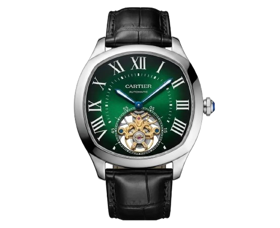 Cartier Drive 42mm Tourbillon Steel – Green Dial – Leather Strap