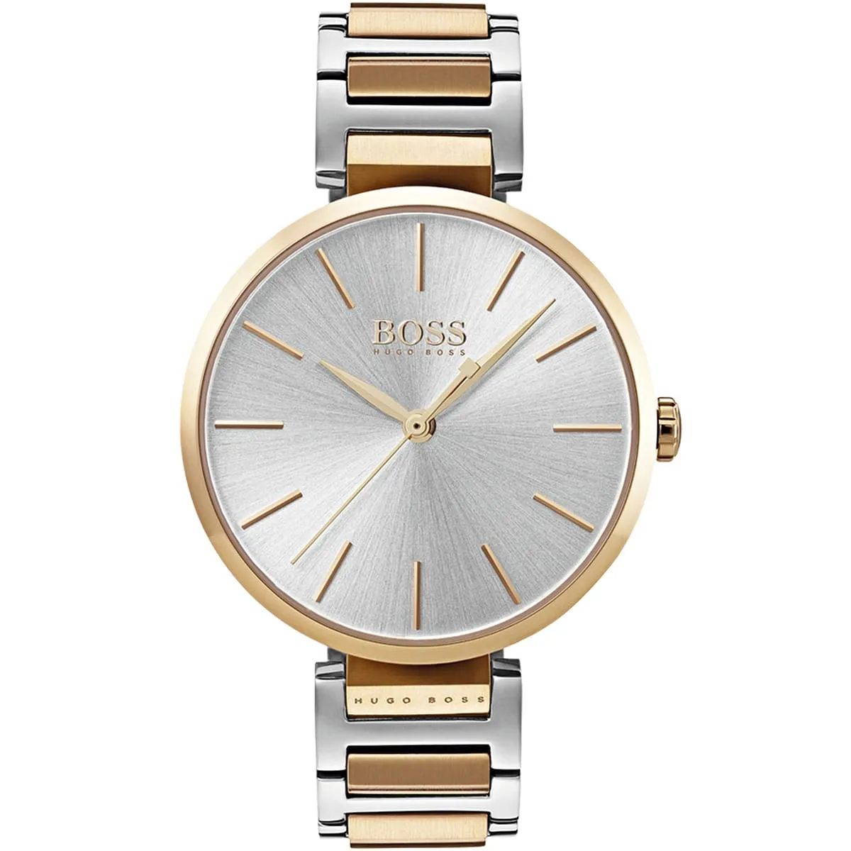 1502417-hugo-boss-watch-women-silver-dial-metal-stainless-gold-strap-quartz-battery-analog-three-hand-allusion.jbg Hugo Boss Watch For Women 1502417 - Image 1