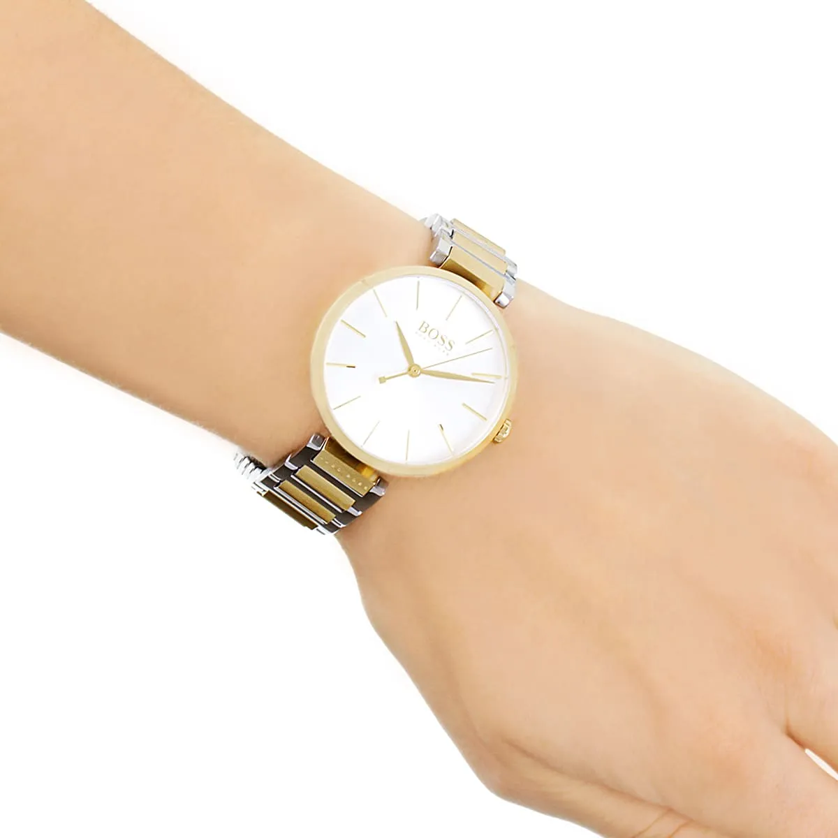 1502417-hugo-boss-watch-women-silver-dial-metal-stainless-gold-strap-quartz-battery-analog-three-hand-allusion_8.jbg Hugo Boss Watch For Women 1502417 - Image 7
