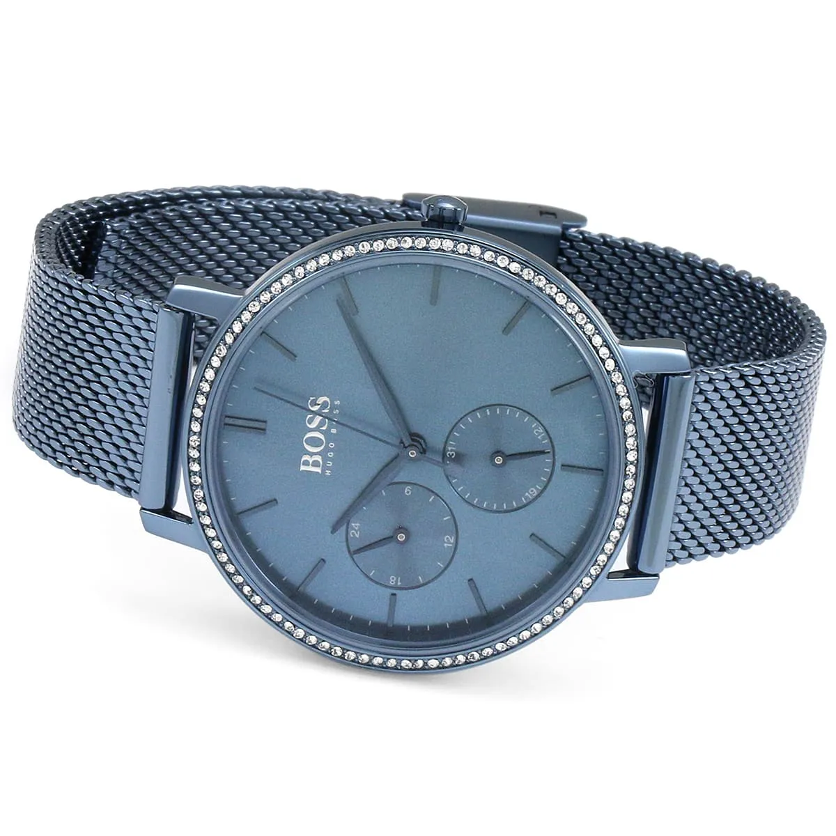 1502518-hugo-boss-watch-women-crystals-blue-dial-metal-stainless-mesh-strap-quartz-battery-analog-three-hand-infinity_5.jbg Hugo Boss Watch For Women 1502518 - Image 5