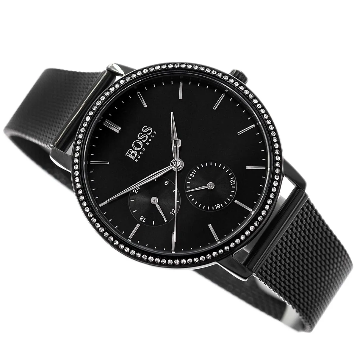 1502521-hugo-boss-watch-women-crystals-black-dial-metal-stainless-mesh-strap-quartz-battery-analog-three-hand-infinity_11.jbg Hugo Boss Watch For Women 1502521 - Image 10