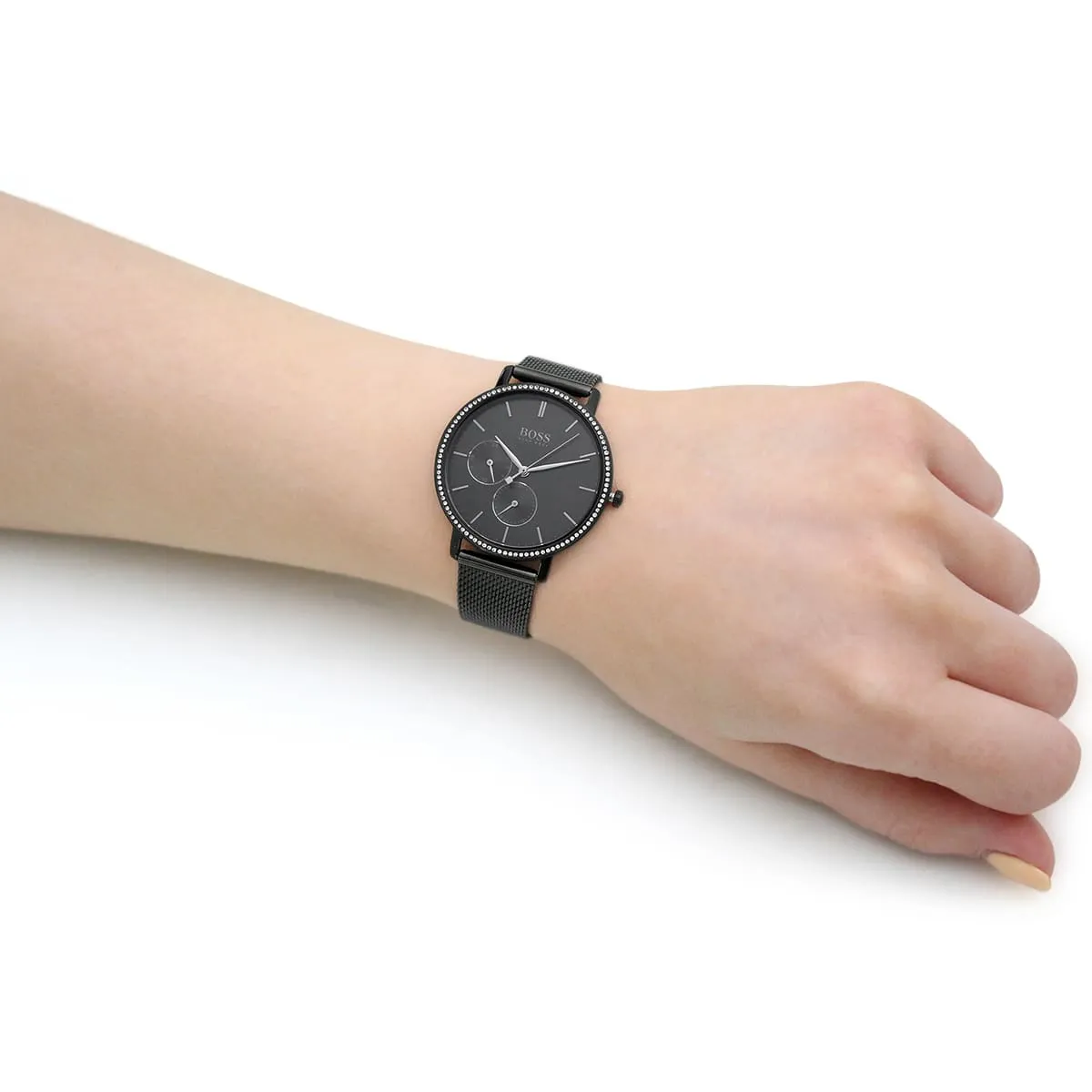 1502521-hugo-boss-watch-women-crystals-black-dial-metal-stainless-mesh-strap-quartz-battery-analog-three-hand-infinity_13.jbg Hugo Boss Watch For Women 1502521 - Image 11