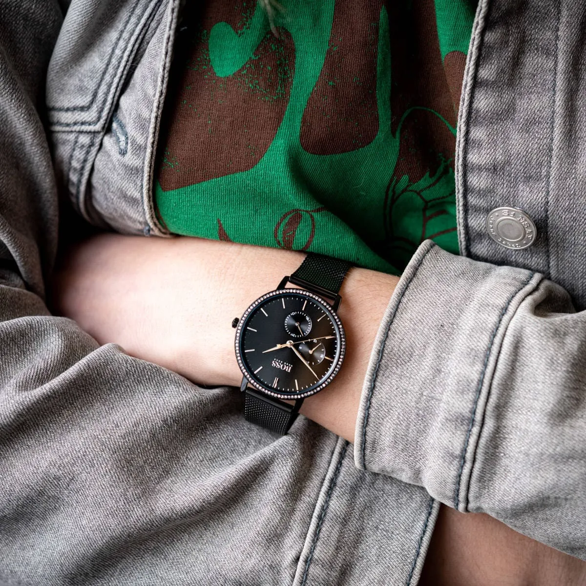 1502521-hugo-boss-watch-women-crystals-black-dial-metal-stainless-mesh-strap-quartz-battery-analog-three-hand-infinity_14.jbg Hugo Boss Watch For Women 1502521 - Image 12