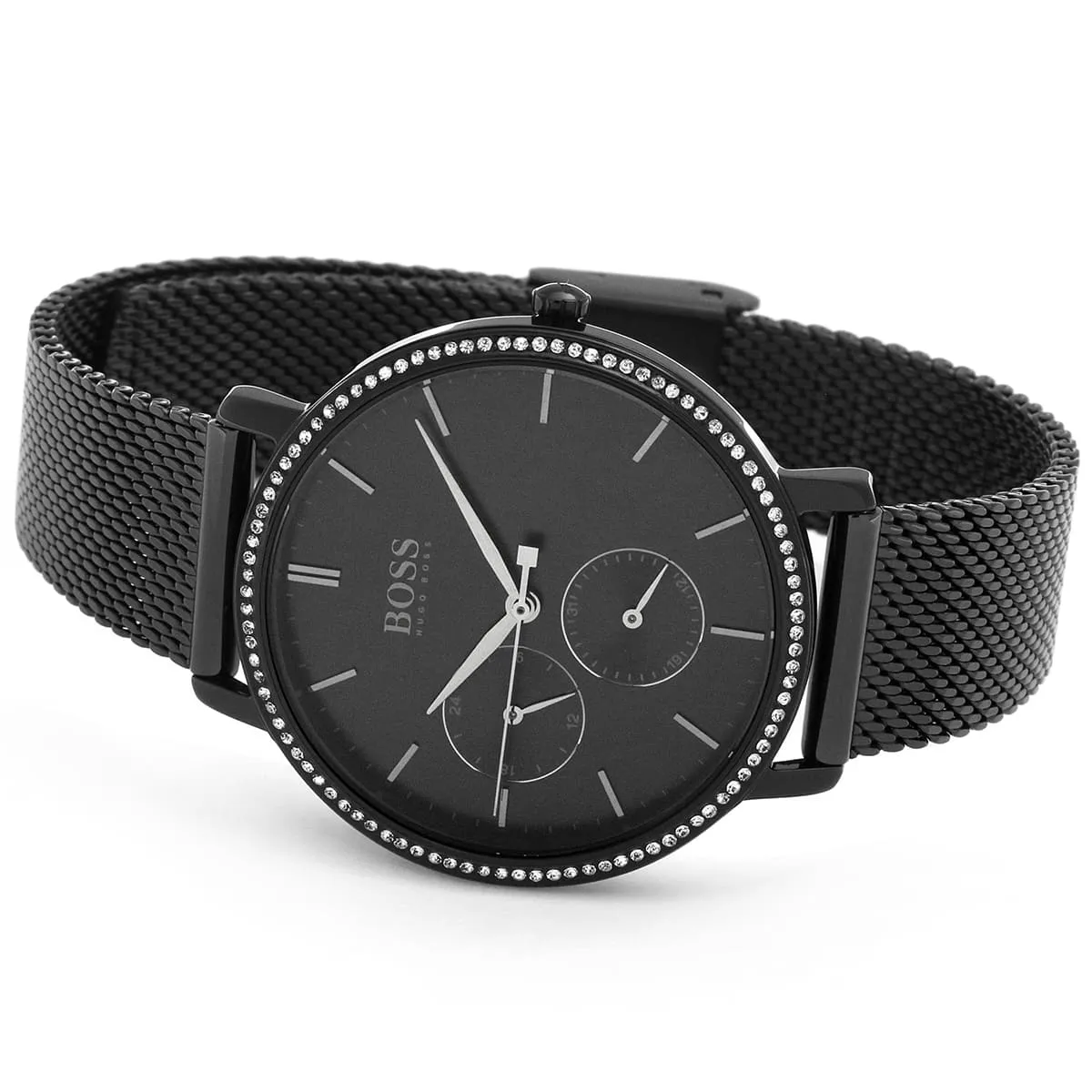 1502521-hugo-boss-watch-women-crystals-black-dial-metal-stainless-mesh-strap-quartz-battery-analog-three-hand-infinity_6.jbg Hugo Boss Watch For Women 1502521 - Image 5