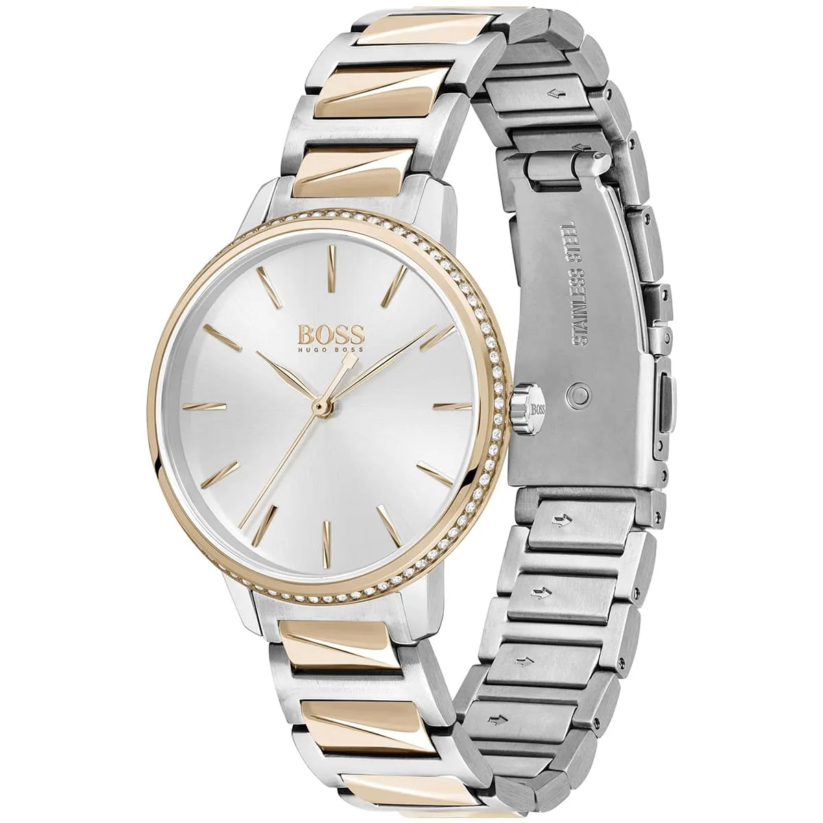 1502567-hugo-boss-watch-women-silver-dial-metal-stainless-rose-gold-strap-quartz-battery-analog-three-hand-signature_2.jbg Hugo Boss Watch For Women 1502567 - Image 2