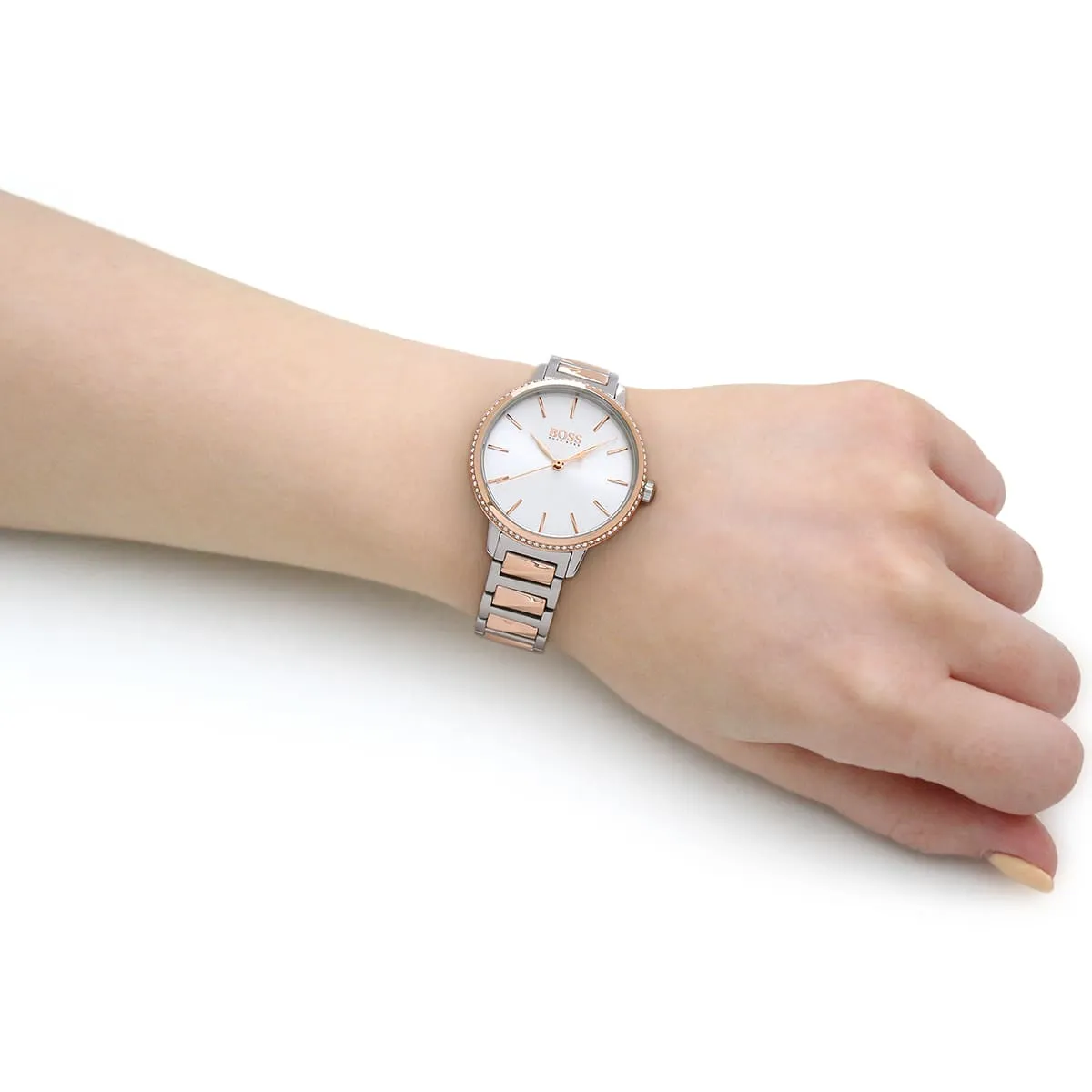 1502567-hugo-boss-watch-women-silver-dial-metal-stainless-rose-gold-strap-quartz-battery-analog-three-hand-signature_7.jbg Hugo Boss Watch For Women 1502567 - Image 7