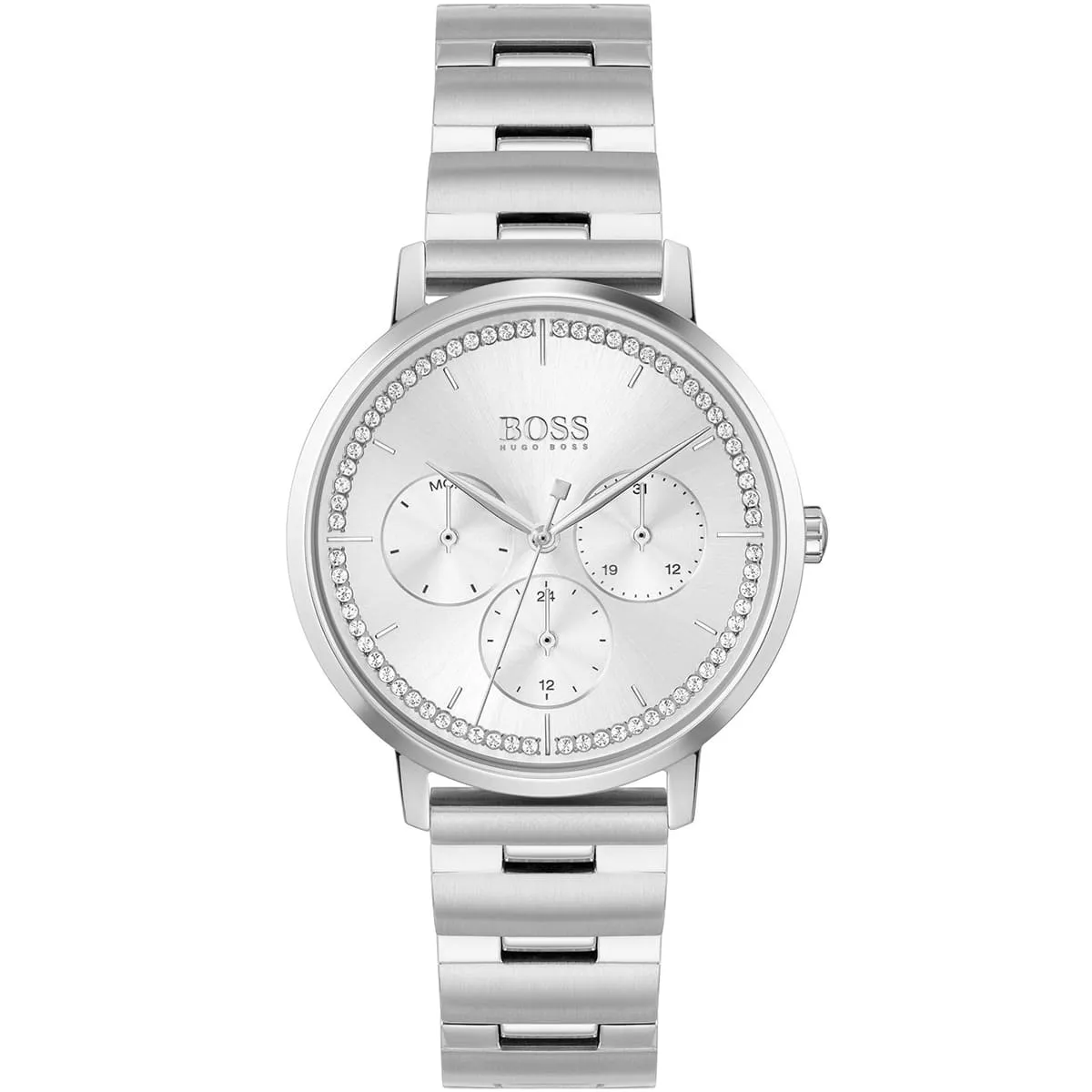 1502570-hugo-boss-watch-women-crystals-silver-dial-metal-stainless-strap-quartz-battery-analog-three-hand-prima.jbg Hugo Boss Watch For Women 1502570 - Image 1