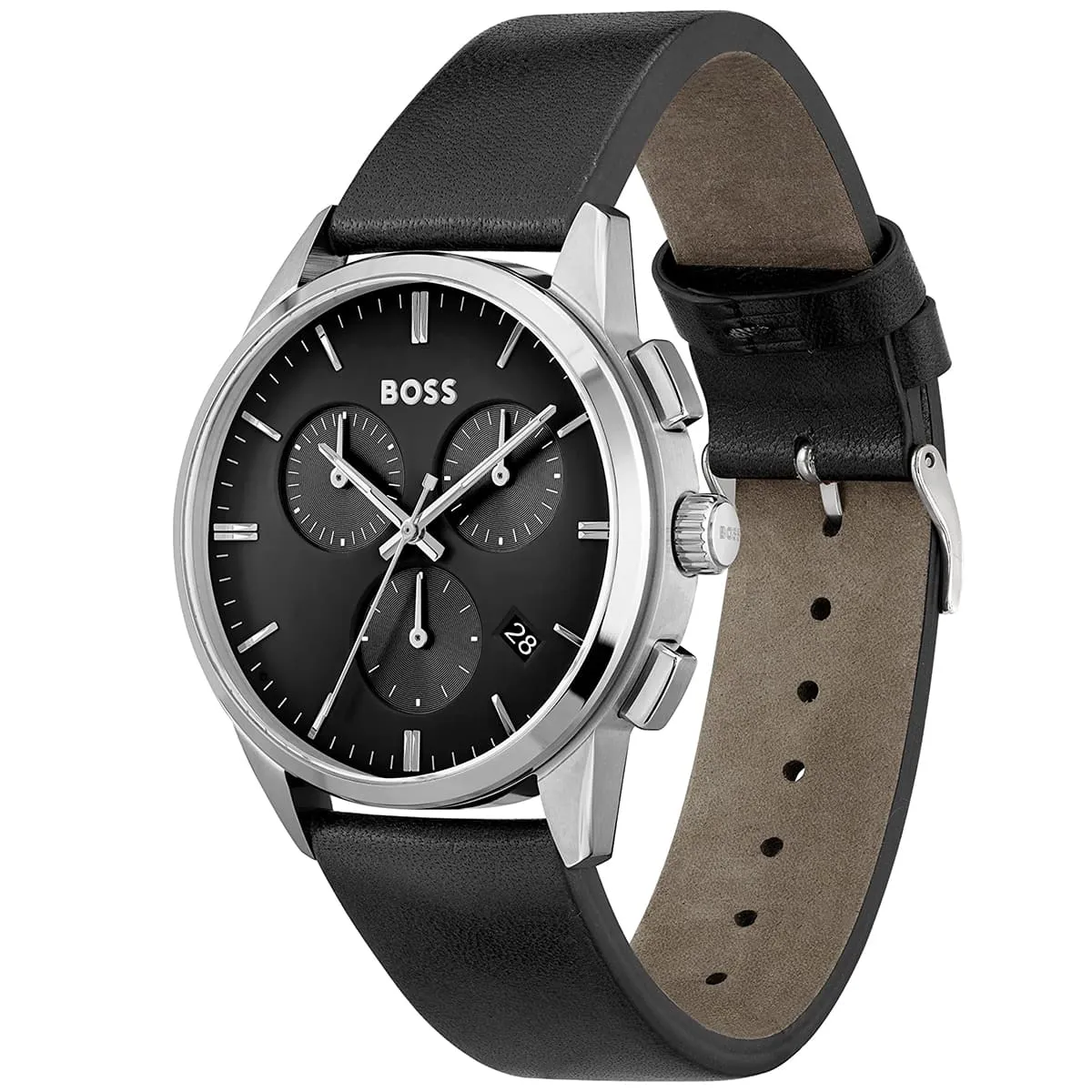 1513925-hugo-boss-watch-men-black-dial-leather-strap-quartz-battery-analog-chronograph-dapper_2.jbg Hugo Boss Watch For Men 1513925 - Image 2