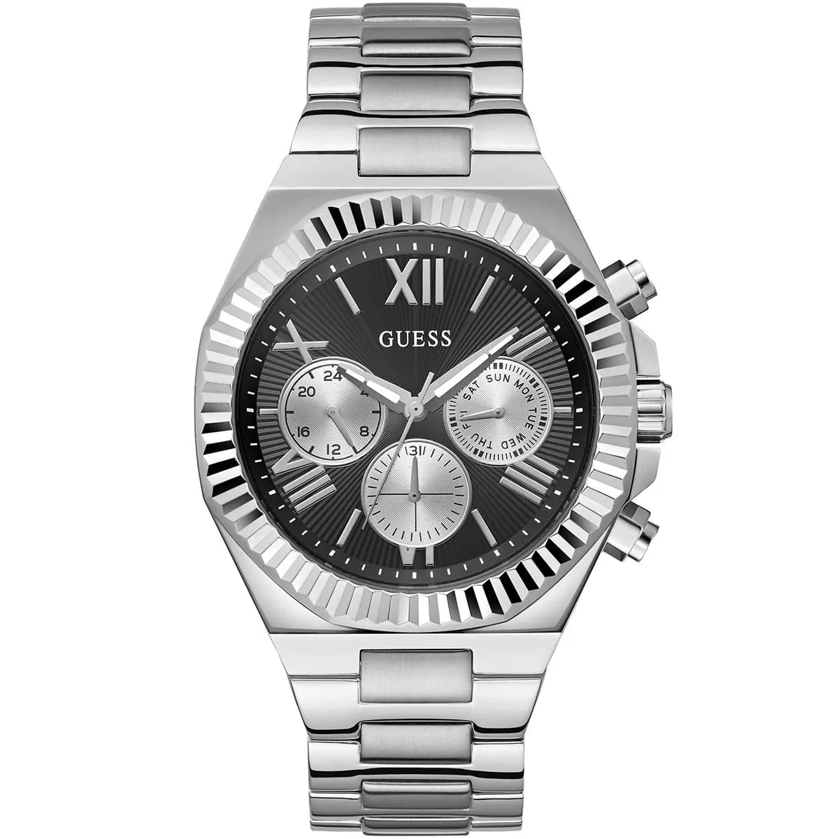 gw0703g1-guess-watch-men-black-dial-metal-stainless-steel-silver-strap-quartz-battery-analog-equity.jbg Guess Watch For Men GW0703G1 - Image 1