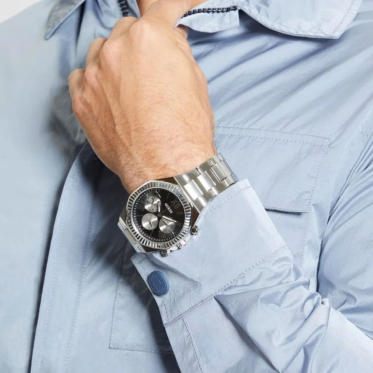 gw0703g1-guess-watch-men-black-dial-metal-stainless-steel-silver-strap-quartz-battery-analog-equity_9.jbg Guess Watch For Men GW0703G1 - Image 9