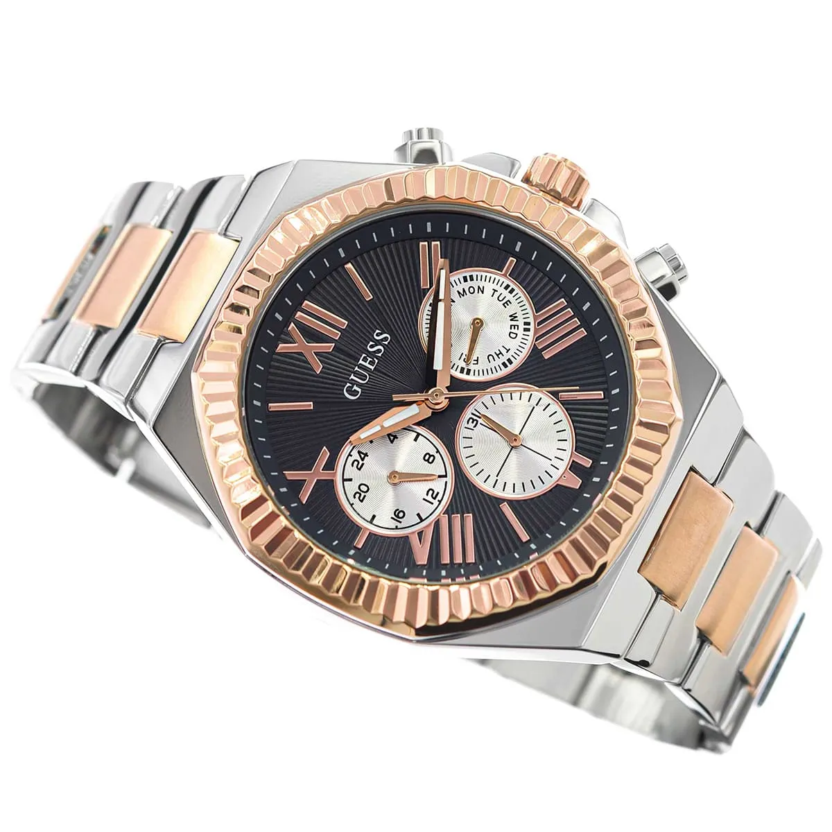 gw0703g4-guess-watch-men-black-dial-metal-stainless-steel-silver-rose-gold-strap-quartz-battery-analog-equity_3.jbg Guess Watch For Men GW0703G4 - Image 3